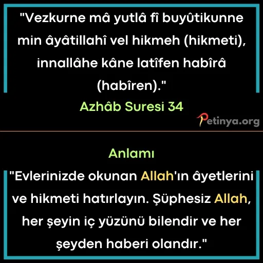 kisa ayetler azhab suresi 34