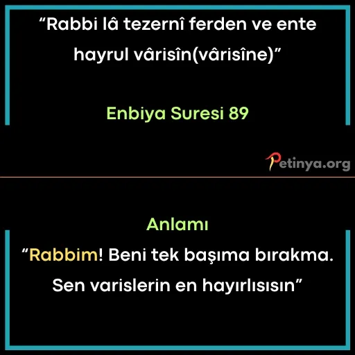 kisa ayetler enbiya suresi 89