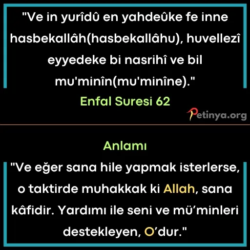 kisa ayetler enfal suresi 62