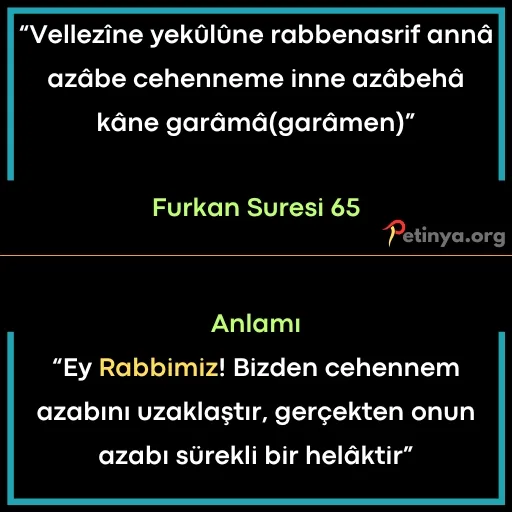 kisa ayetler furkan suresi 65
