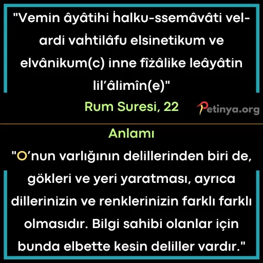 kisa ayetler rum suresi 22