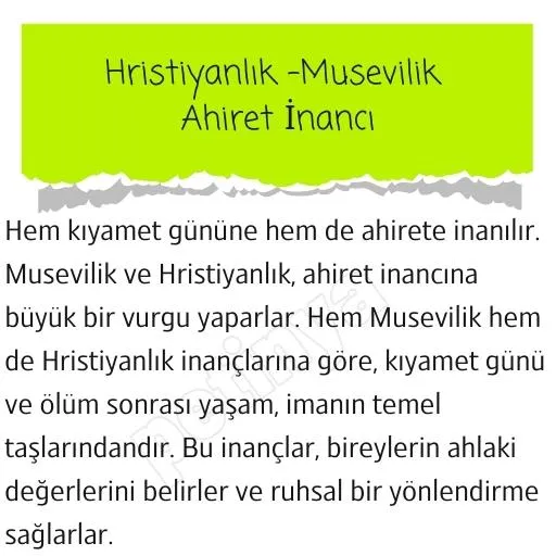 musevilik hristiyanlik ahiret inanci