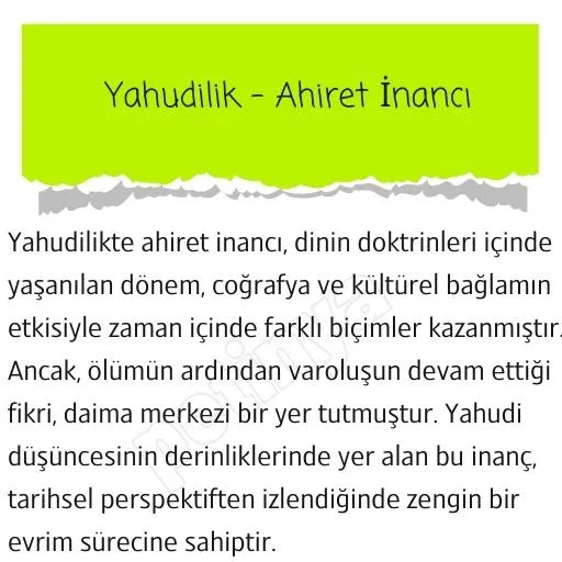 yahudilik ahiret inanci